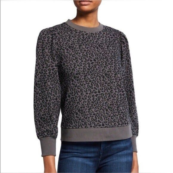 RAILS Marcie Cheetah Animal Print Crewneck Pullover Gray/Black Sz Small - Picture 1 of 9